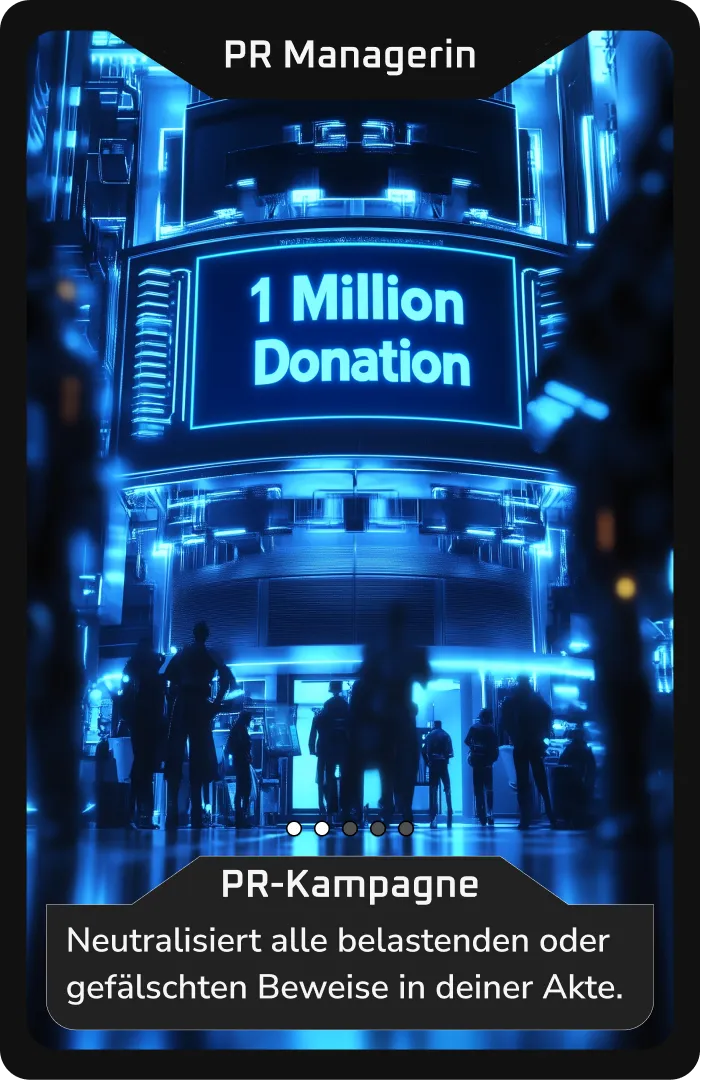 Futuristische Szene: 1 Million Spendenanzeige vor Menschenmenge.