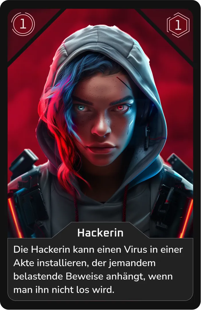 Porträt einer Hacker-Frau mit futuristischem Look.